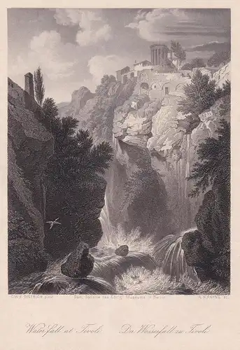 Der Wasserfall zu Tivoli - Tivoli Wasserfall waterfall Gemälde Museum Berlin Stahlstich steel engraving