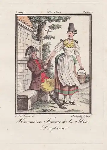 Homme et Femme de la Silesie Prussienne - Preussen Polen Polska Schlesien Tracht Trachten costume