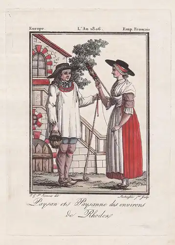 Paysan et Paysanne des environs de Rhodez - Rodez Occitanie France Tracht Trachten costume
