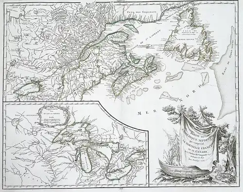 Partie de l'Amerique Septentrionale qui comprend la Nouvelle France ou le Canada - North America Newfoundland