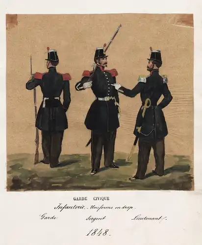 Infanterie Uniforme en drap Garde Sergent Lieutenant 1848  / Costumes Militaires Belges  - Belgique Belgium Be