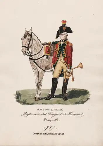Regiment des Dragons de Hainaut Trompette 1789  / Costumes Militaires Belges  - Belgique Belgium Belgien soldi