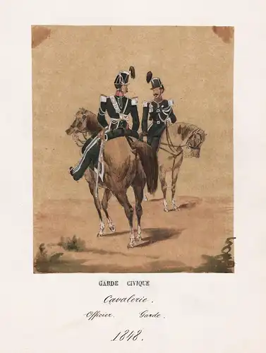Cavalerie Officier Garde 1848  / Costumes Militaires Belges  - Belgique Belgium Belgien soldiers Soldat Milita