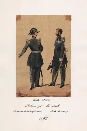 Etat major General 1848  / Costumes Militaires Belges  - Belgique Belgium Belgien soldiers Soldat Militaria mi