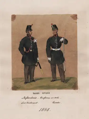 Infanterie - Uniforme en toile Sous lieutenant Garde 1848  / Costumes Militaires Belges  - Belgique Belgium Be