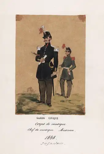 Corps de musique Chef de musique Musicien 1848  / Costumes Militaires Belges  - Belgique Belgium Belgien soldi