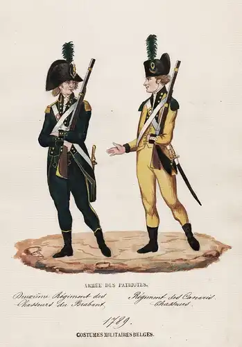 Deuxieme Regiment des Chasseurs du Brabant Regiment des Canarid Chasseurs 1789  / Costumes Militaires Belges