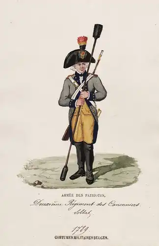 Deuxieme Regiment des Canonniers Soldat 1789  / Costumes Militaires Belges  - Belgique Belgium Belgien soldier