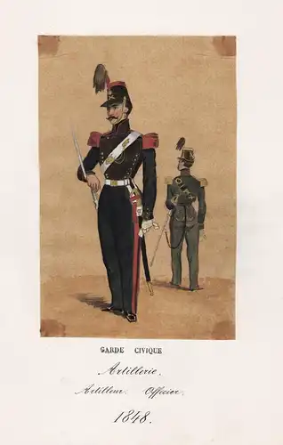 Artillerie Artilleur Officier 1848  / Costumes Militaires Belges  - Belgique Belgium Belgien soldiers Soldat M