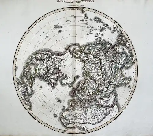 Northern Hemisphere - World map North Pole Northern Hemisphere Europe America Asia Karte map