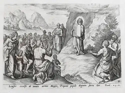 Legifer excelso de montis uertice Moyses, Proponit populo dogmata sacra Dei. Exod. 24 - Moses with the tables