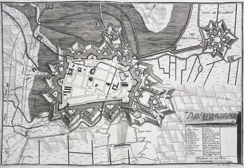 Plan General von der Attaque auf die Vestung Aur Anno 1710. - Aire-sur-la-Lys Pas-de-Calais gravure siege