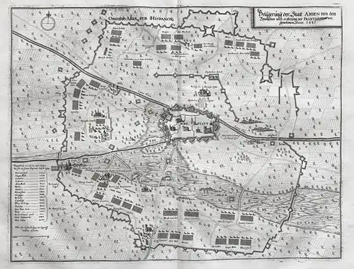 Belägerung der Statt Arien von den Spanischen noch eroberung der Frantzosen vor genohmen Anno 1641 - Aire-sur-