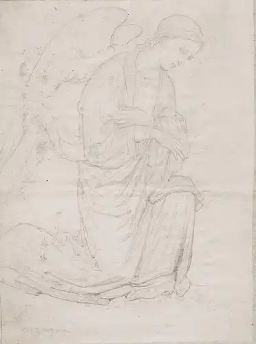 Nice pencil drawing of Virgin Mary after Orcagna (1330-1368) / Angel Engel Virgin Mary Maria dessin
