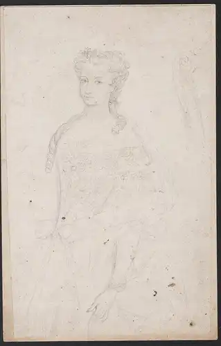 (Portrait of a Baroque woman) - Barock Frau costume femme dessin