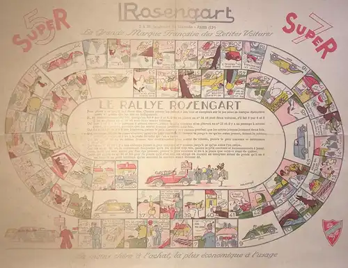 Le Rallye Rosengart - jeu de l'oie Rosengart automobile publicitaire board game Spiel