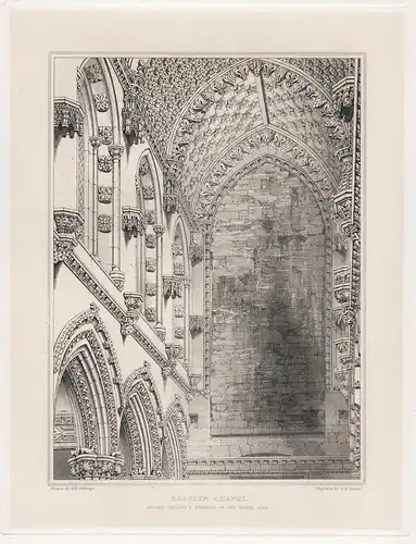 Rosslyn Chapel. Arched Ceiling & Portion of the North Side. - Rosslyn Chapel Roslin ruins Ruinen church Kirche