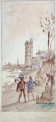 Tour de Nesle - Tour de Nesle Paris watercolor Aquarell dessin