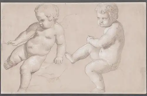 (Zwei Amoren) - Amours Amor putti cherubs children enfants cherubins children Kinder dessin