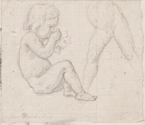 (Sketch of an infant) - child cherub Kind enfant dessin