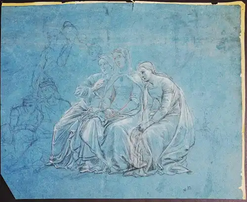 (Design for a painting with a mythological scene) - women Frauen femmes projet mythology dessin