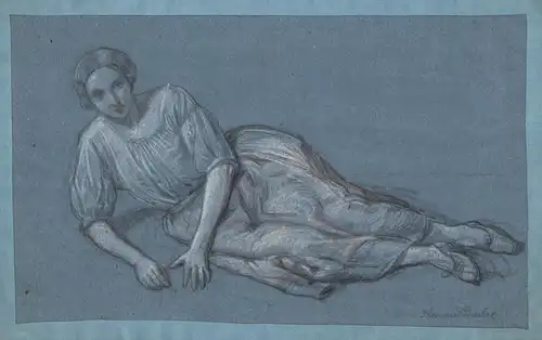 (Lying woman) - femme Frau dessin