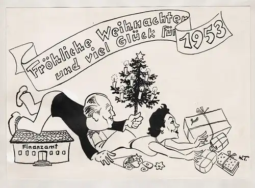 Fröhliche Weihnachten und viel Glück für 1953 - Günter Neumann (1913-1972) Komponist Pianist / Tatjana Sais (1