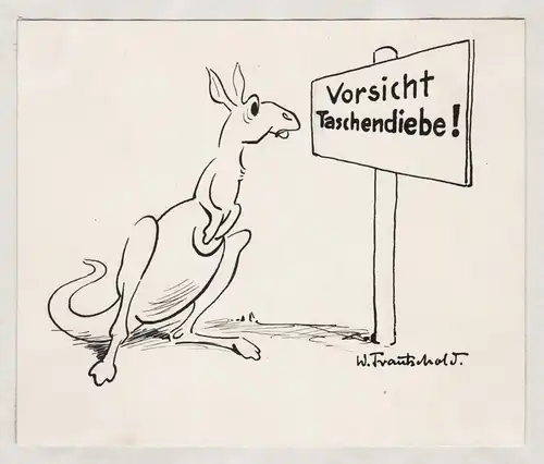 Vorsicht Taschendiebe! - Taschendiebe Känguru kangaroo pickpocket Karikatur caricature