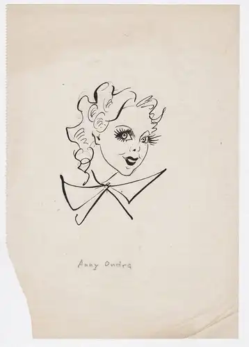 Anny Ondra - Anny Ondra (1902-1987) Film cinema Schauspielerin actress Portrait caricature Karikatur