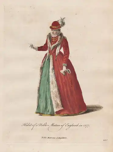 Habit of a Noble Matron of England, in 1577 - Renaissance England Frau Matrone Trachten Tracht costumes costum