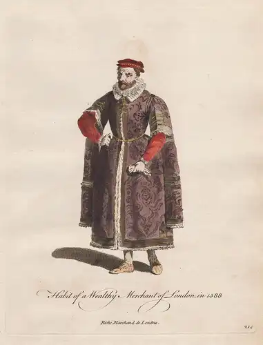 Habit of a Wealthy Merchant of London, in 1588 - Renaissance Kaufmann Händler England Trachten Tracht costumes
