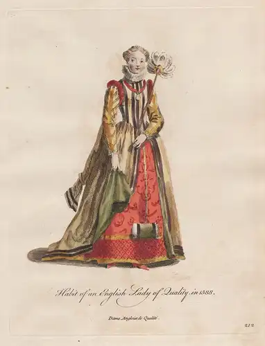 Habit of an English Lady of Quality, in 1588 - Renaissance Dame Frau England Trachten Tracht costumes costume