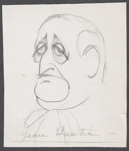 Jean Bastia - Jean Bastia (1919-2005) Film cinema realisateur scenariste producteur Portrait caricature Karika
