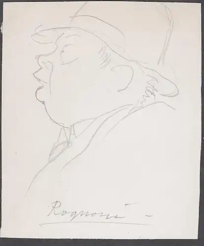 Rognoni - Raymond Rognoni (1892-1965) Film cinema actor acteur comedien Portrait caricature Karikatur