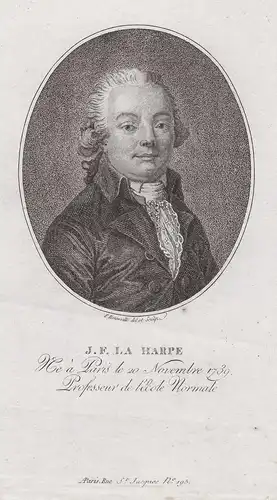 J. F. la Harpe - Jean-Francois de la Harpe (1739-1803) critic Dichter poet poete ecrivain Portrait