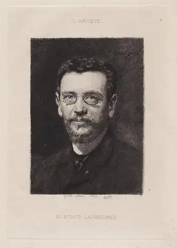 Gustave Larroumet - Gustave Larroumet (1852-1903) ecrivain author historien historian Portrait eau-forte