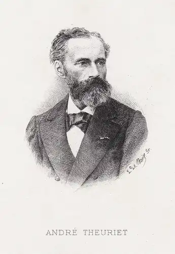 André Theuriet - Andre Theuriet (1833-1907) poete romancier auteur author poet novelist Portrait eau-forte