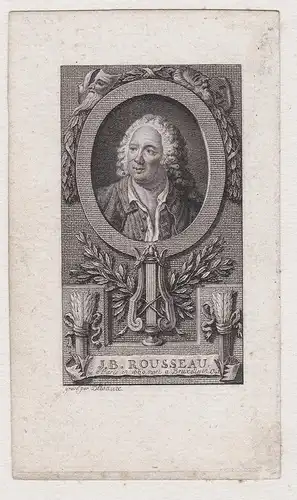 J. B. Rousseau - Jean-Baptiste Rousseau (1671-1741) author writer Portrait engraving