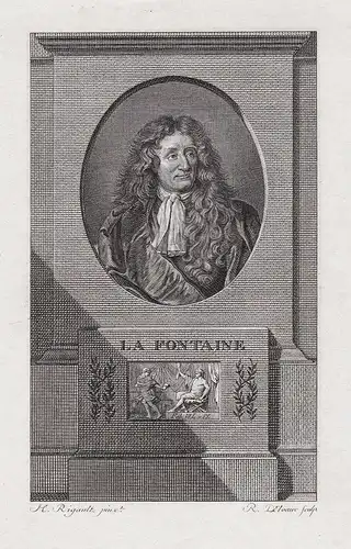 La Fontaine - Jean de La Fontaine (1621-1695) fabulist poete poet author ecrivain gravure Portrait