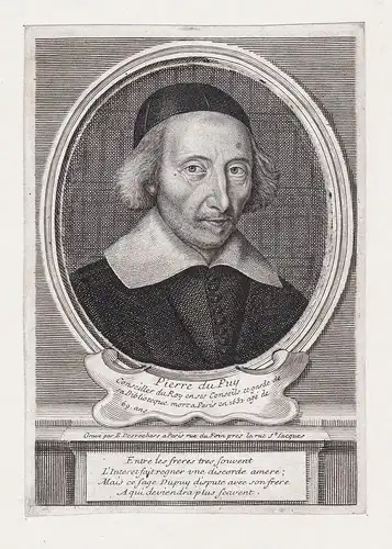 Pierre du Puy - Pierre Dupuy (1582-1651) historian historien librarian Portrait gravure