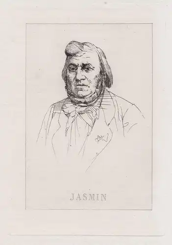 Jasmin - Jacques Boé (1798-1864) poete poet Jansemin Portrait eau-forte