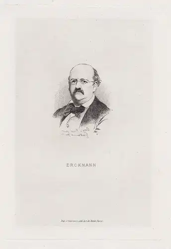 Erckmann - Emile Erckmann (1822-1899) ecrivain author auteur writer Portrait eau-forte