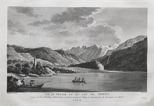 Vue du village et du Lac de Brienz - Brienz Brienzersee Schweiz Suisse Ansicht gravure Zurlauben