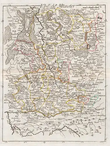 Eveche de Munster - Münster Lingen Osnabrück Enschede Recklinghausen map Karte