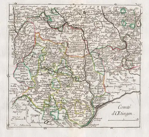 Comte d Oetingen - Oettingen Nördlingen Dinkelsbühl Donauwörth Gunzenhausen map Karte