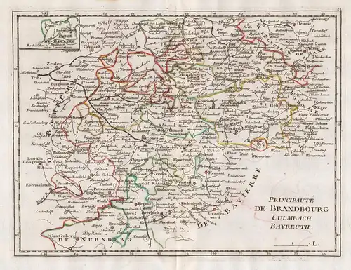 Principaute de Brandbourg Culmbach Bayreuth - Hof Bayreuth Kemnath Marktredwitz Kulmbach Pegnitz map Karte