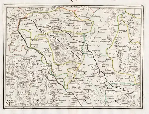 Duche de Saxe - Feuille 4 - Sachsen-Anhalt Jessen / Elster Herzberg Annaburg Arzberg Eilenburg Torgau Bad Lieb