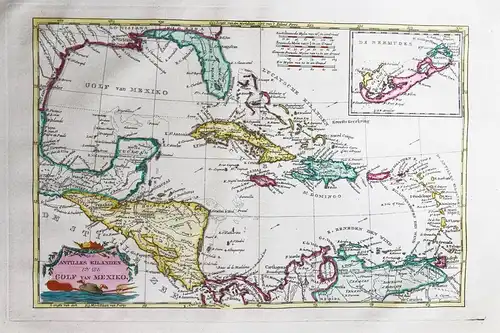 De Antilles Eilanden en de Golf van Mexiko - Gulf of Mexico Caribbean Antilles South America Florida map Karte