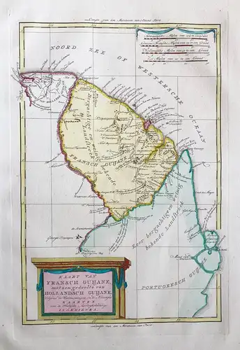 Kaart van Fransch Guijane, met een gedeelte van Hollandsch Guijane. - French Guinea South America Südamerika m