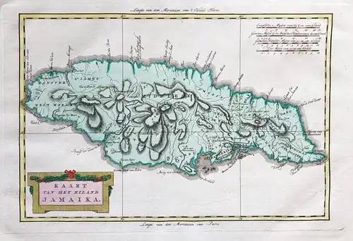 Kaart van het Eiland Jamaika - Jamaica island Insel ile America map Karte